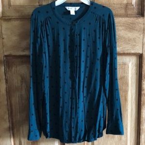 Old Navy Tunic Shirt-Teal green & black polka dots